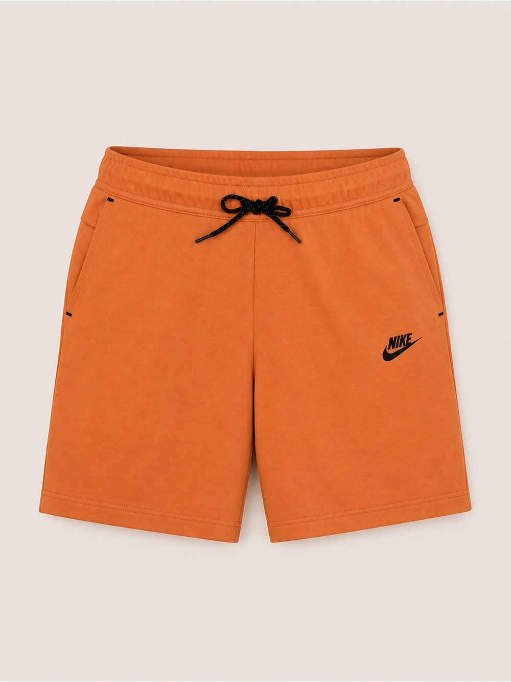 Nike Men’s Medium Orange Knit Athletic Shorts Zip Pocket Drawstring